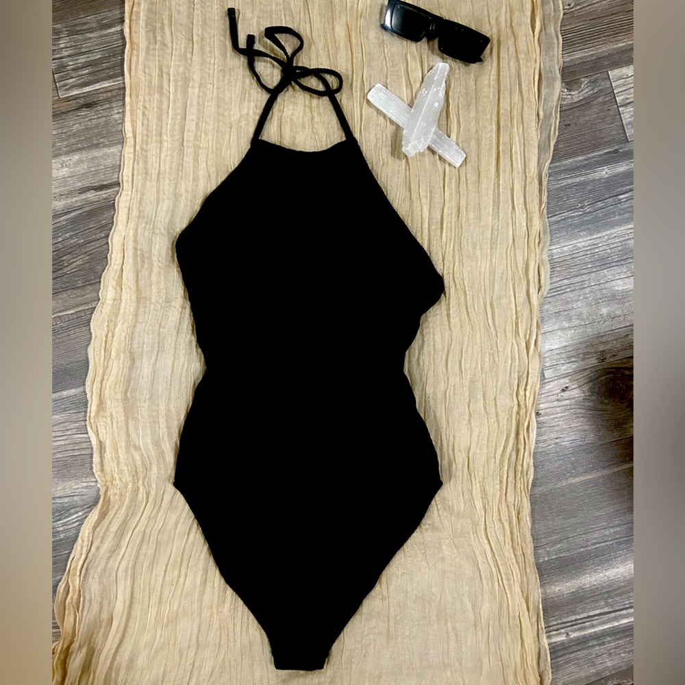 One piece halter swimsuit
